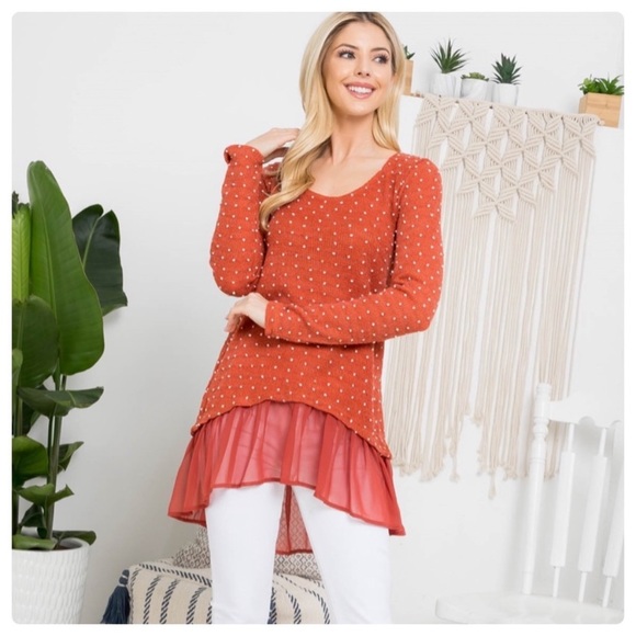 Only 1 left ❤️Beautiful Avere Ryu dark orange scoop neck lace sweater - Picture 6 of 8